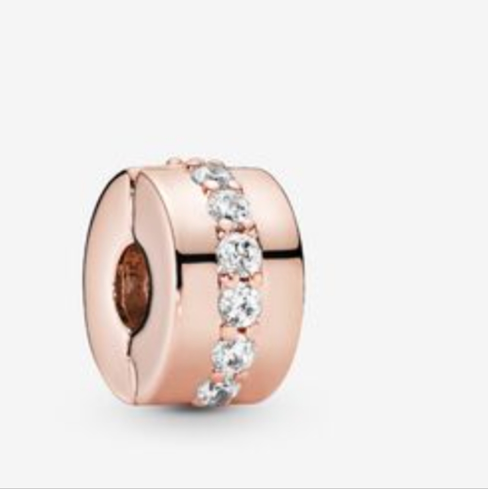 PANDORA Shining Path Clip Rose and Clear CZ